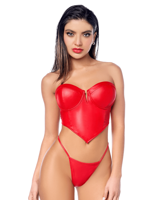 Ensemble 2 pièces en similicuir rouge lisse - MAL2809RED Ensemble 2 pièces en similicuir rouge lisse - MAL2809RED