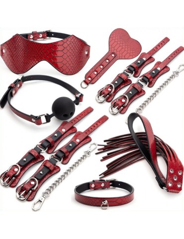 Kit BDSM 7 Pièces Caïman Rouge