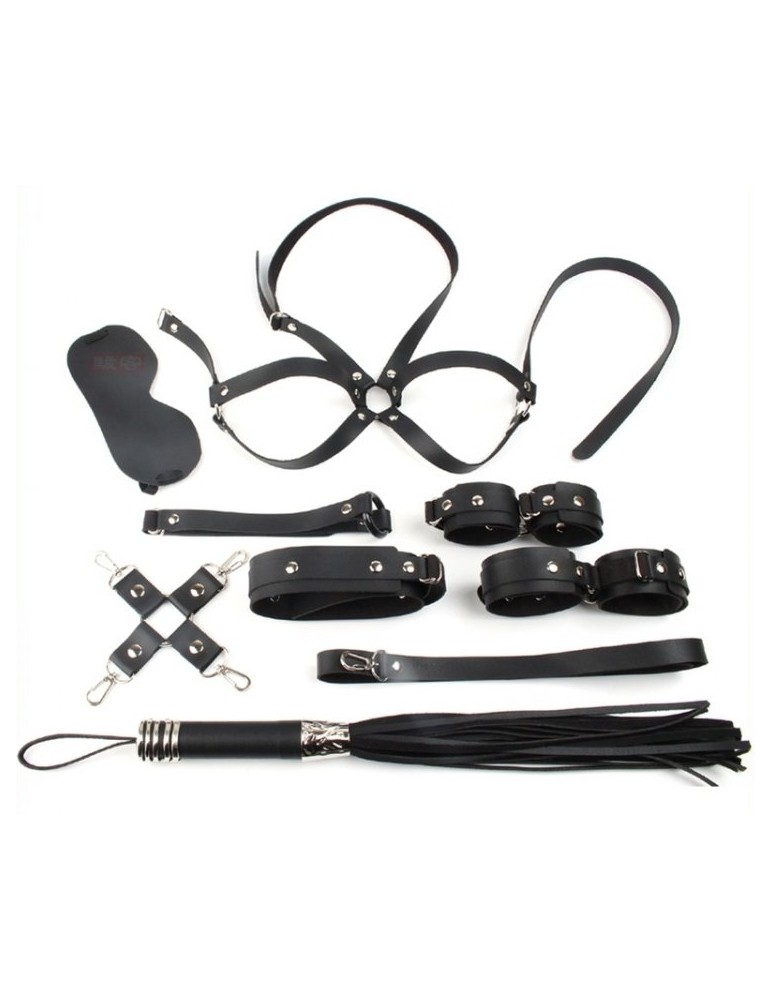 Coffret Bondage SM Obedience 10 Pièces Noir