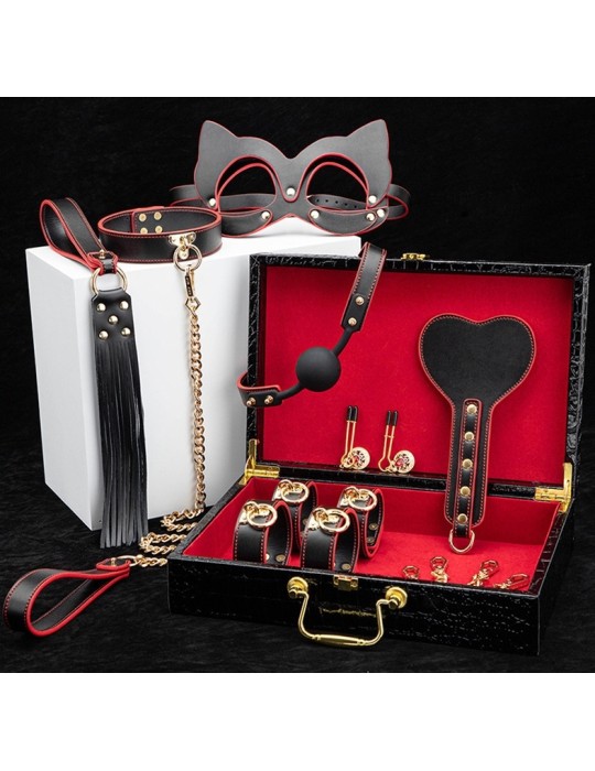 Coffret SM Bondage 8 Pièces Noir-Rouge Coffret SM Bondage 8 Pièces Noir-Rouge