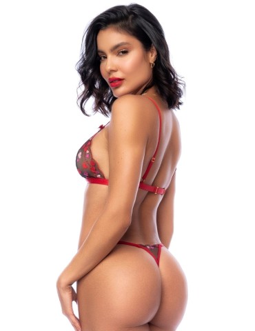 Ensemble 2 pièces noir et rouge à coeurs - MAL8899BLR 2