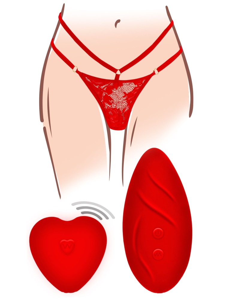Stimulateur de clitoris avec culotte dentelle Divine Panty Rouge