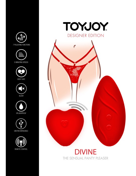 Stimulateur de clitoris avec culotte dentelle Divine Panty Rouge