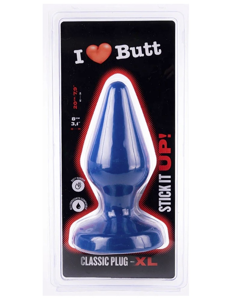 Plug Classic XL I Love Butt 17 x 7.5 cm Bleu