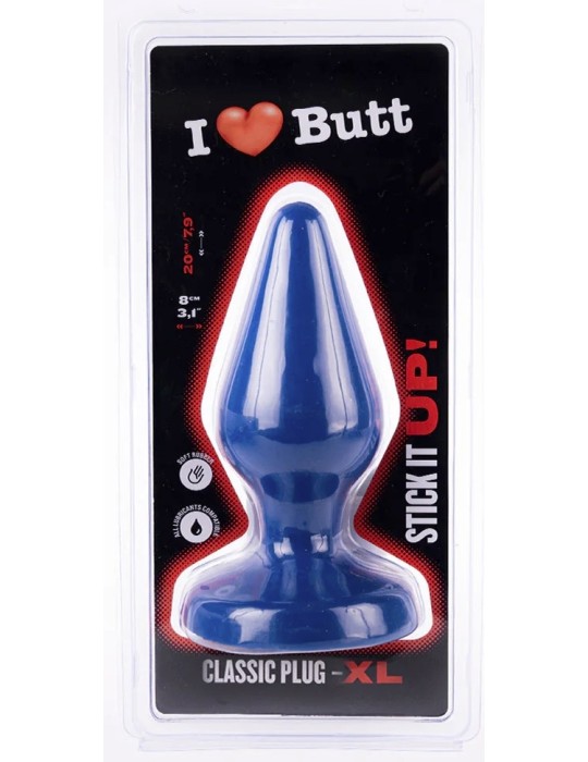 Plug Classic XL I Love Butt 17 x 7.5 cm Bleu