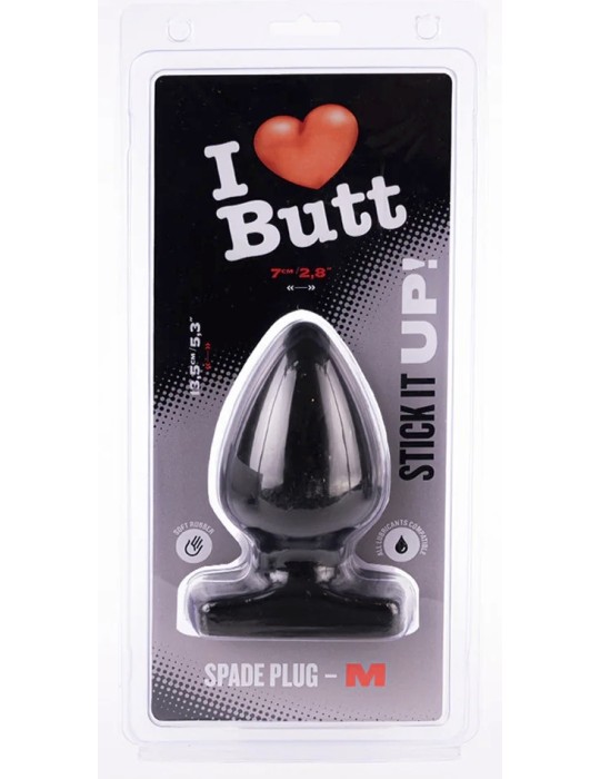 Plug Spade M I Love Butt 11 x 6.7 cm Noir