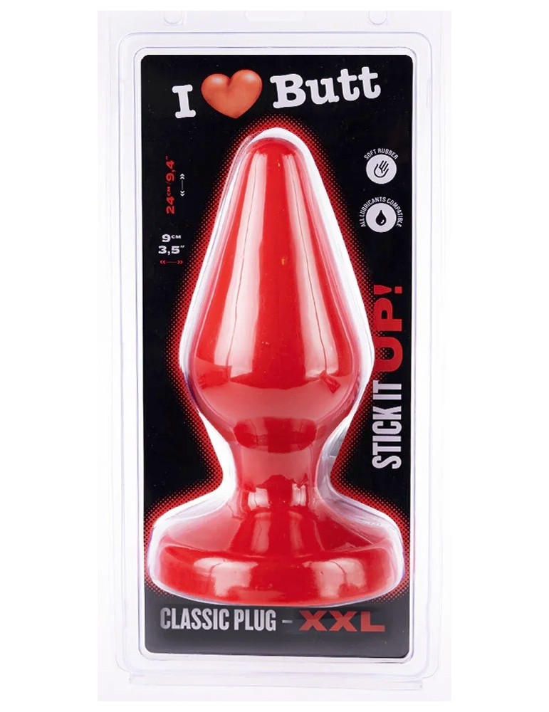 Plug Classic XXL I Love Butt 20 x 9 cm Rouge