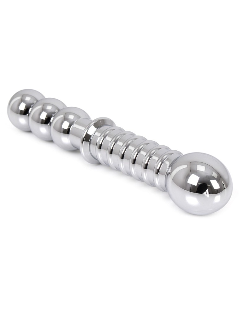 Double gode en métal Ribbed 19 x 3.5 cm Double gode en métal Ribbed 19 x 3.5 cm