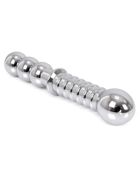 Double gode en métal Ribbed 19 x 3.5 cm Double gode en métal Ribbed 19 x 3.5 cm