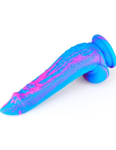 Gode silicone Inkipus 18 x 5.5cm Bleu-Rose 2