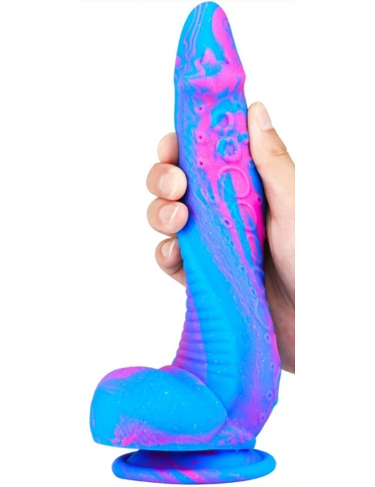 Gode silicone Inkipus 18 x 5.5cm Bleu-Rose