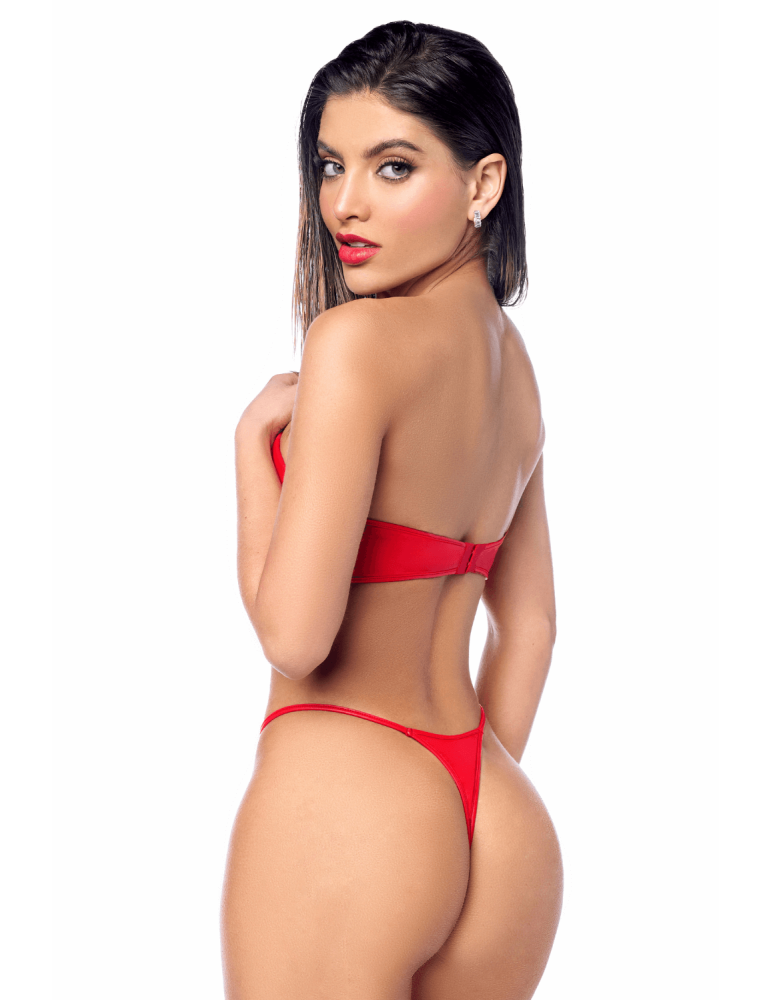 Ensemble 2 pièces en similicuir rouge lisse - MAL2809RED