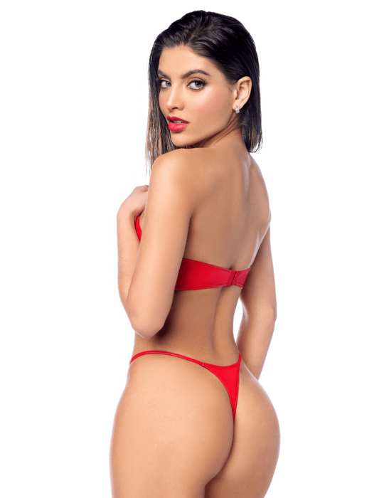 Ensemble 2 pièces en similicuir rouge lisse - MAL2809RED