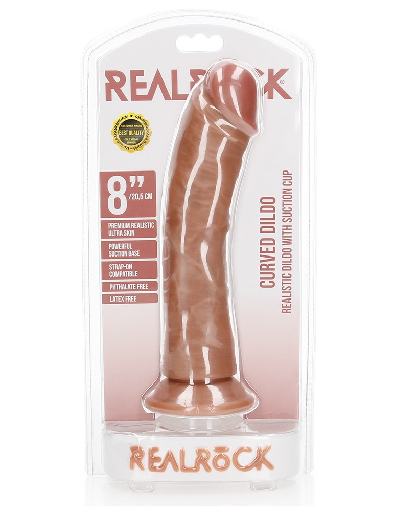 Gode réaliste Ventouse Curved RealRock 20 x 4.6cm Latino
