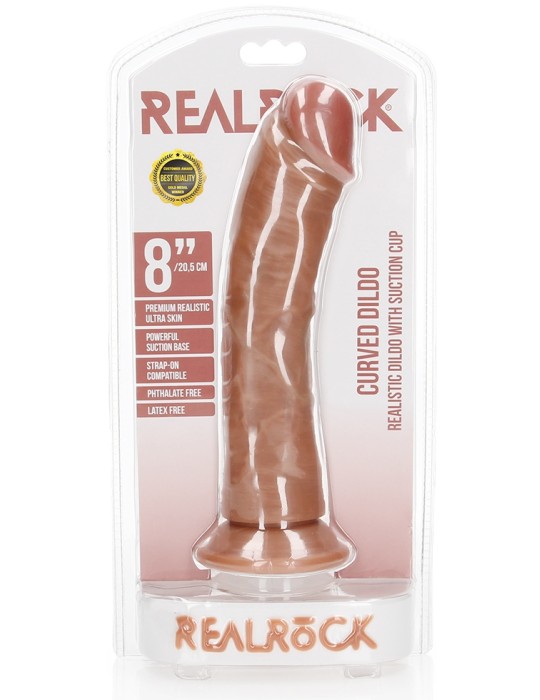 Gode réaliste Ventouse Curved RealRock 20 x 4.6cm Latino