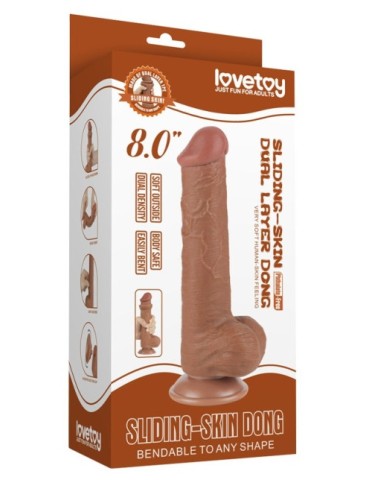 Gode avec Bourses Sliding Skin 15 x 4.5cm Marron 2