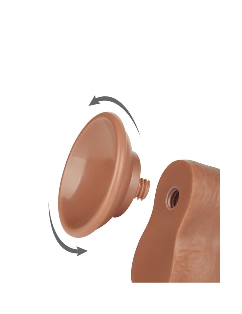 Gode avec Bourses Sliding Skin 15 x 4.5cm Marron