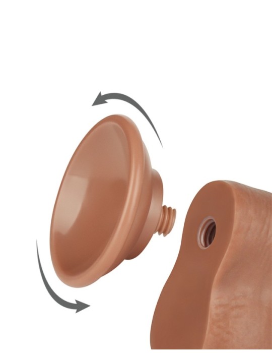 Gode avec Bourses Sliding Skin 15 x 4.5cm Marron