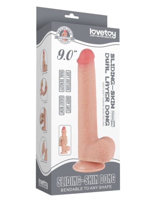 Gode avec Bourses Sliding Skin 17 x 3.5cm