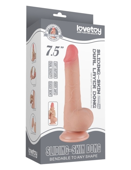 Gode avec Bourses Sliding Skin 13 x 3.8cm