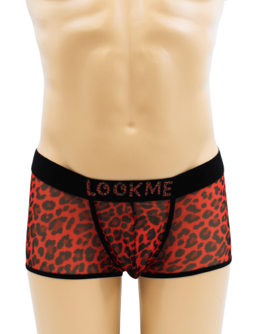 Boxer en résille imprimé léopard rouge - LM2501-67RED 2