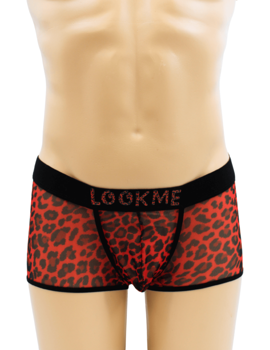 Boxer en résille imprimé léopard rouge - LM2501-67RED
