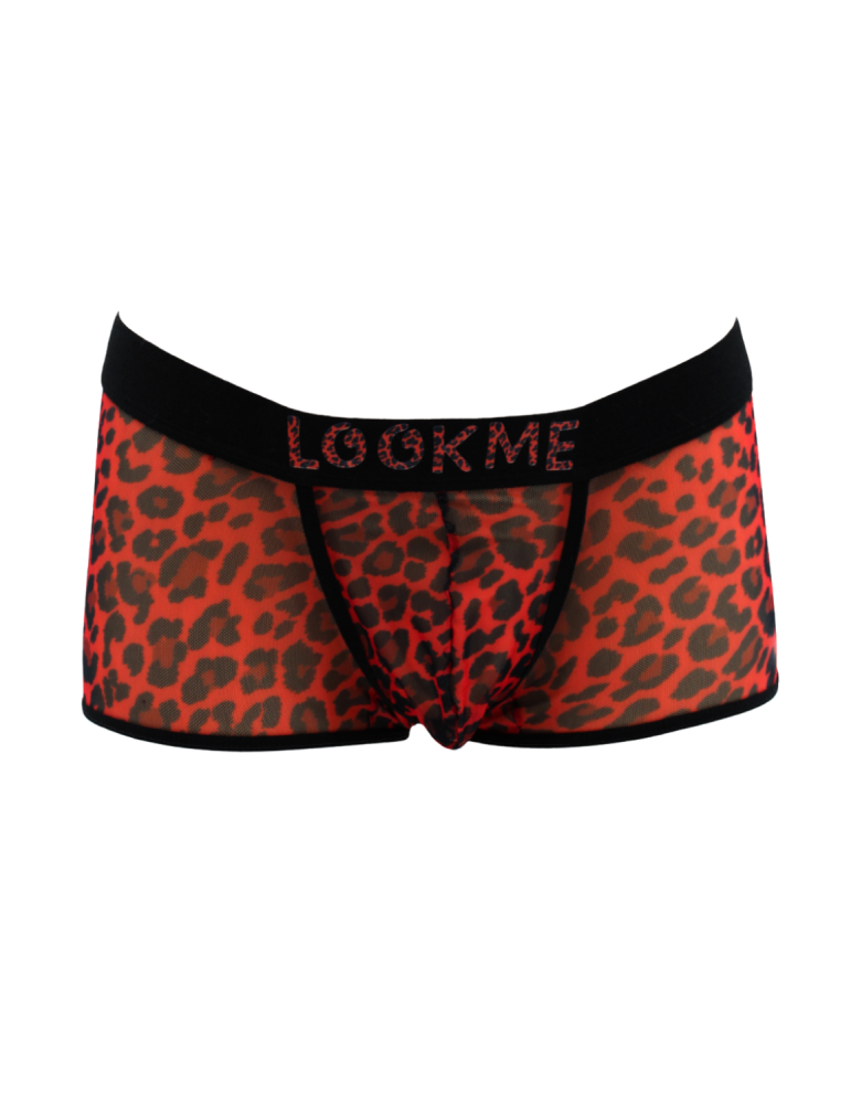 Boxer en résille imprimé léopard rouge - LM2501-67RED