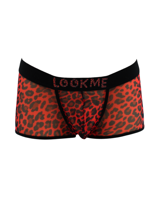 Boxer en résille imprimé léopard rouge - LM2501-67RED