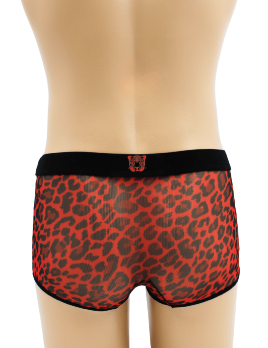 Boxer en résille imprimé léopard rouge - LM2501-67RED