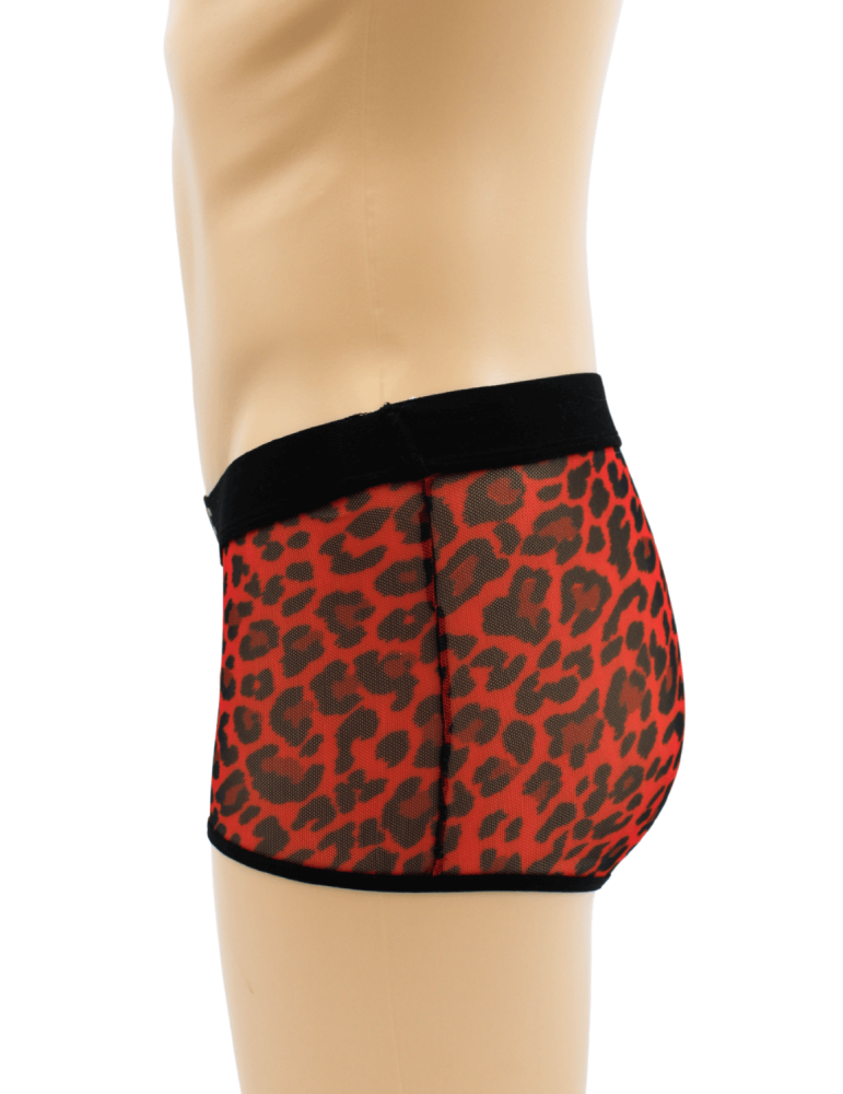 Boxer en résille imprimé léopard rouge - LM2501-67RED