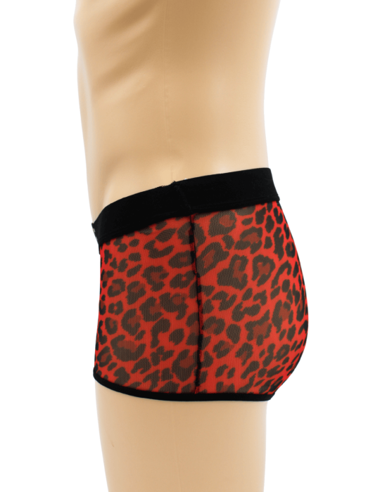 Boxer en résille imprimé léopard rouge - LM2501-67RED