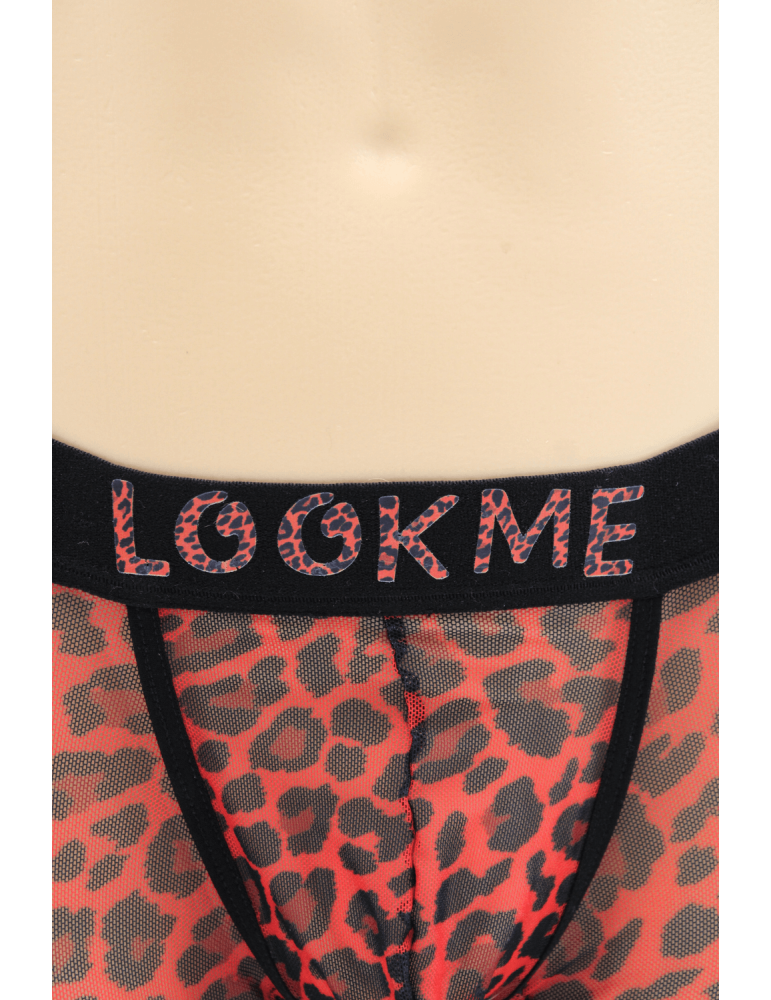 Boxer en résille imprimé léopard rouge - LM2501-67RED