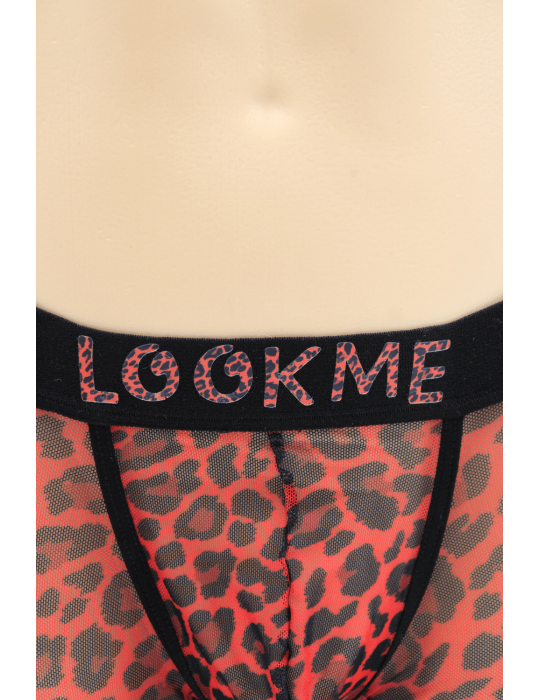 Boxer en résille imprimé léopard rouge - LM2501-67RED