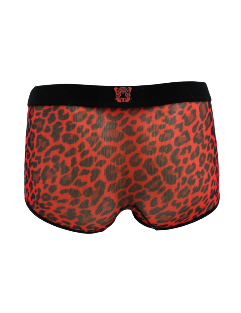Boxer en résille imprimé léopard rouge - LM2501-67RED