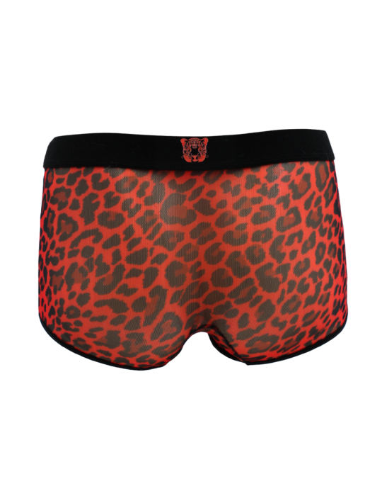 Boxer en résille imprimé léopard rouge - LM2501-67RED