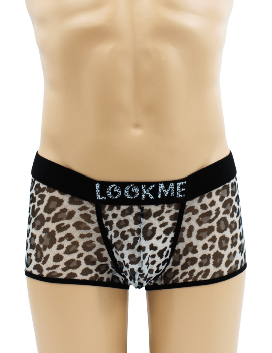 Boxer en résille imprimé léopard gris - LM2501-67GREY