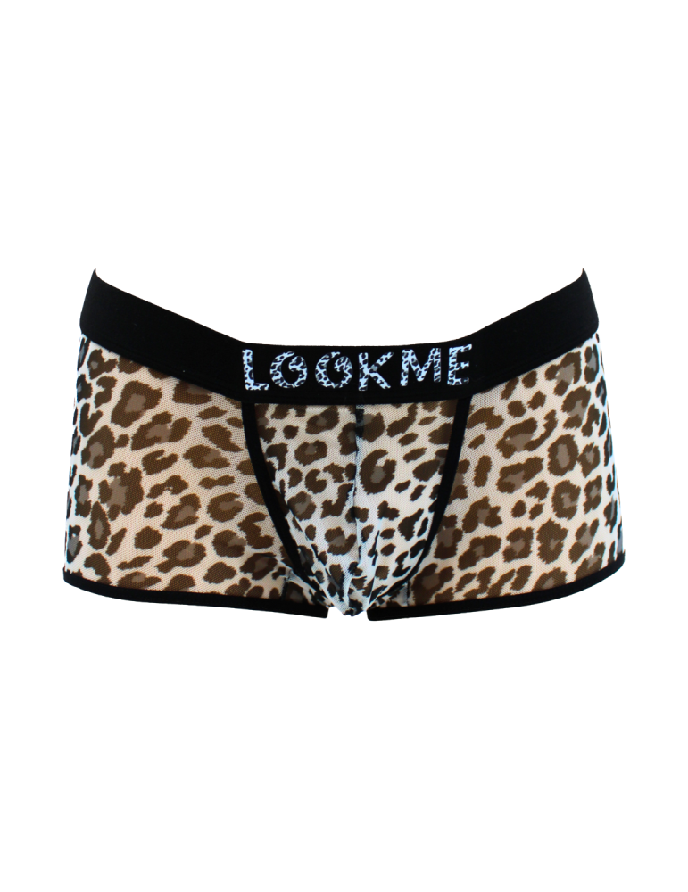 Boxer en résille imprimé léopard gris - LM2501-67GREY