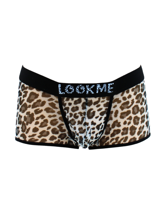 Boxer en résille imprimé léopard gris - LM2501-67GREY