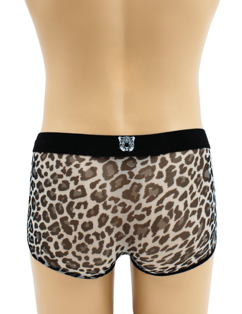 Boxer en résille imprimé léopard gris - LM2501-67GREY