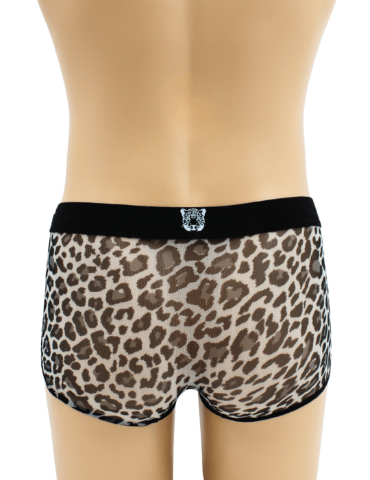Boxer en résille imprimé léopard gris - LM2501-67GREY