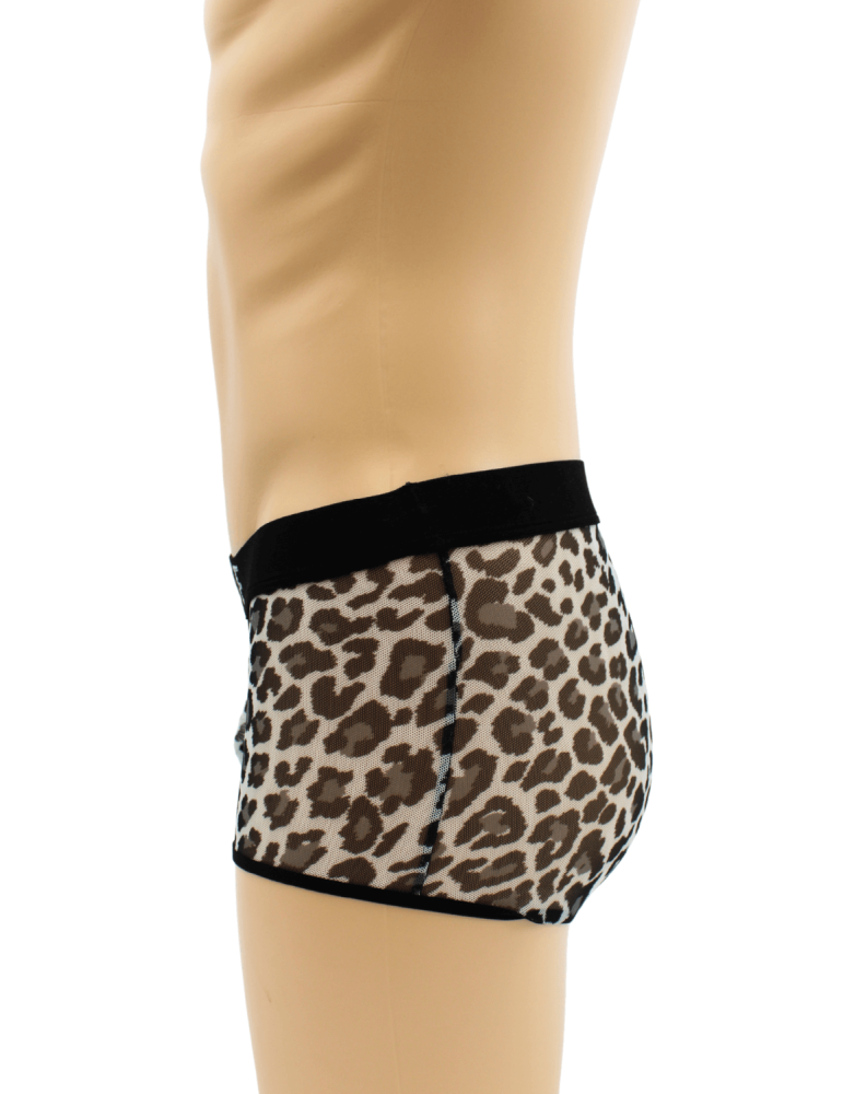 Boxer en résille imprimé léopard gris - LM2501-67GREY