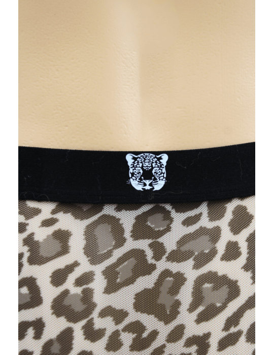 Boxer en résille imprimé léopard gris - LM2501-67GREY