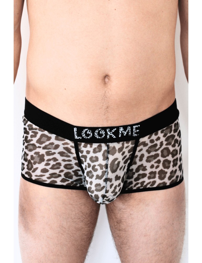 Boxer en résille imprimé léopard gris - LM2501-67GREY