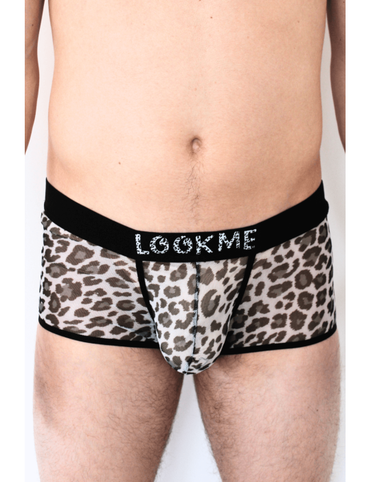 Boxer en résille imprimé léopard gris - LM2501-67GREY