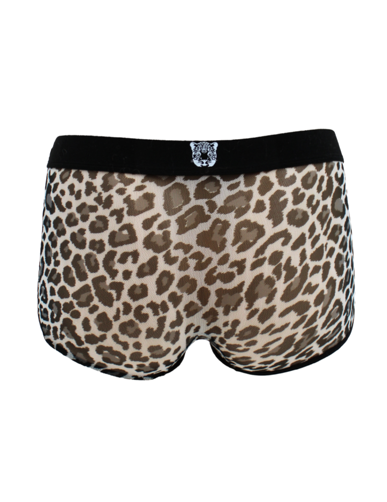Boxer en résille imprimé léopard gris - LM2501-67GREY
