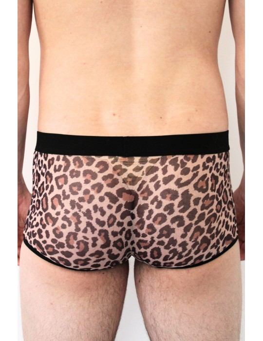 Boxer en résille imprimé léopard - LM2501-67LEO