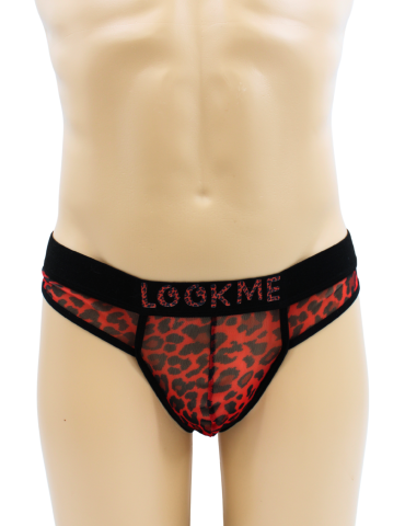 String en résille imprimé léopard rouge - LM2501-57RED 2