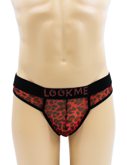 String en résille imprimé léopard rouge - LM2501-57RED