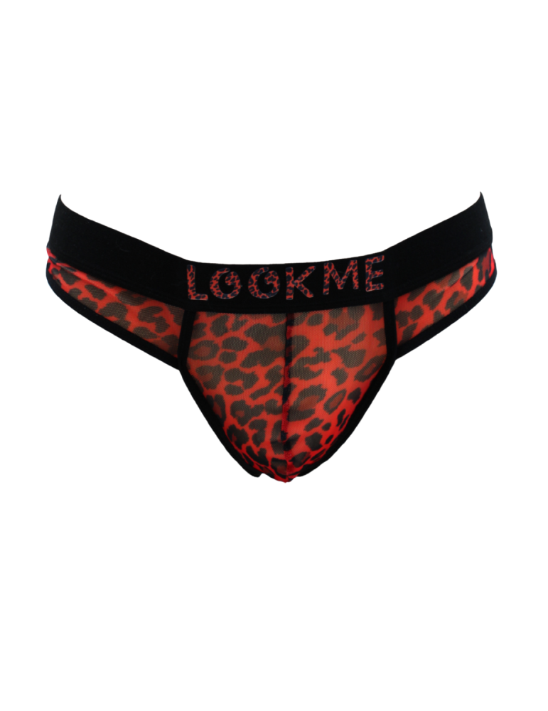 String en résille imprimé léopard rouge - LM2501-57RED