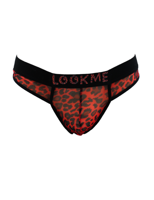 String en résille imprimé léopard rouge - LM2501-57RED